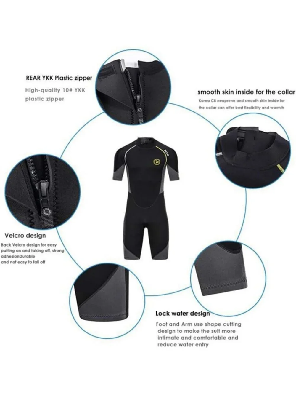 Premium Neoprene Men's Shorty Wetsuit 1.5/3mm for Surfing, Snorkeling & Diving